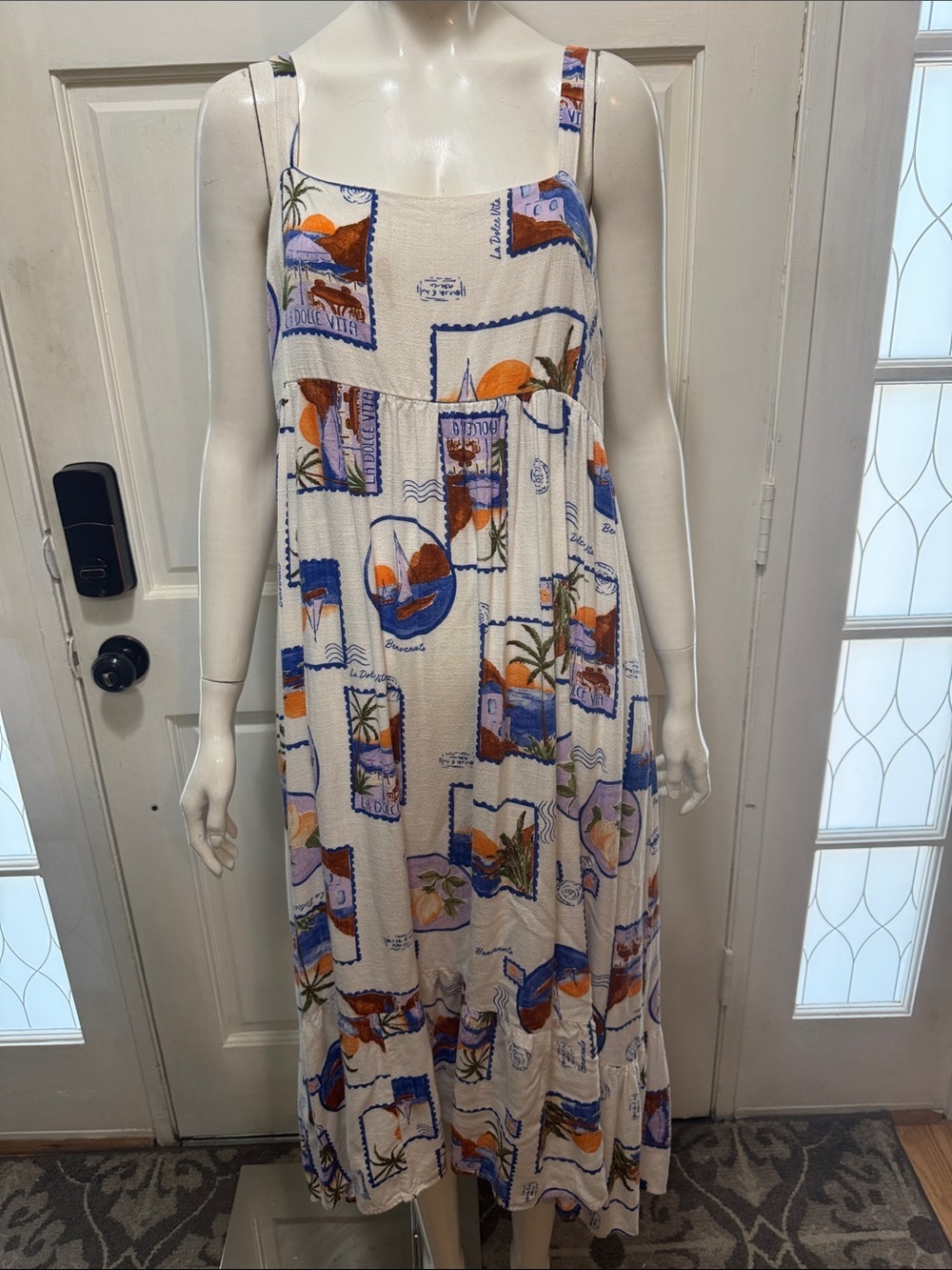 Paper Heart La Dolce Vita White Tropical Print Maxi Sundress. A